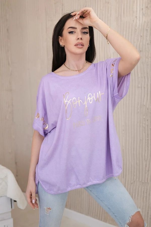 Kesi Cotton blouse plus size, steamed, purple