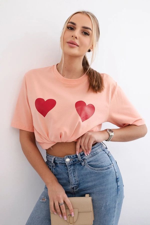 Kesi Cotton blouse with apricot heart print