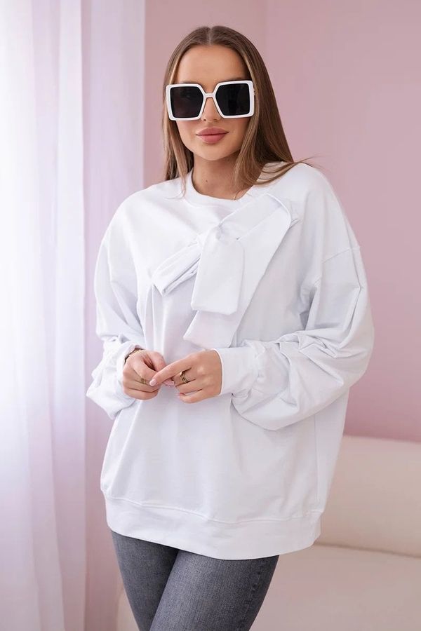 Kesi Cotton blouse with bow in white
