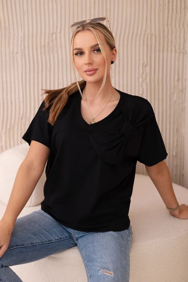 Kesi Cotton blouse with decorative bow black