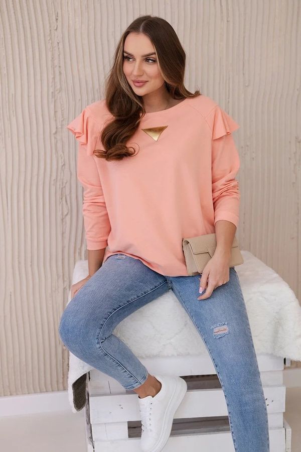 Kesi Cotton blouse with ruffles on the shoulders apricot