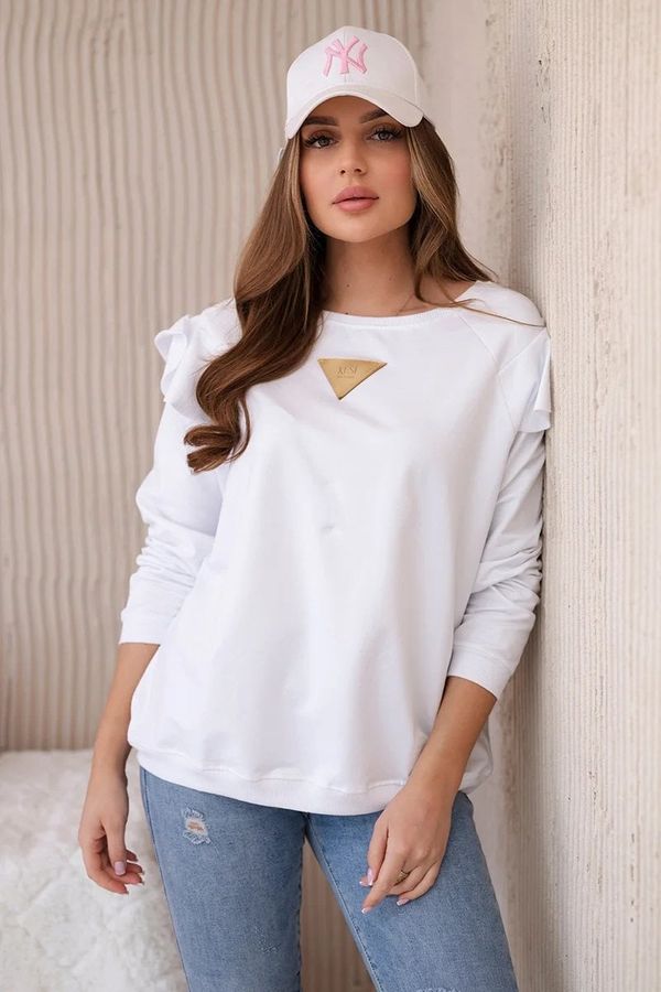 Kesi Cotton blouse with ruffles on the shoulders white