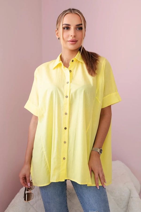 Kesi Cotton shirt with short sleeves in yellow color