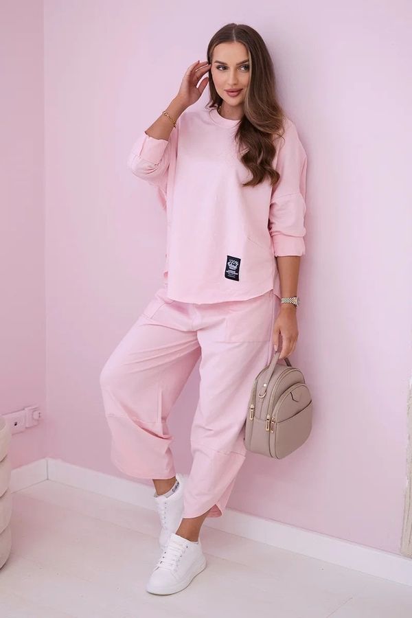 Kesi Cotton sweatshirt and trouser set powder pink
