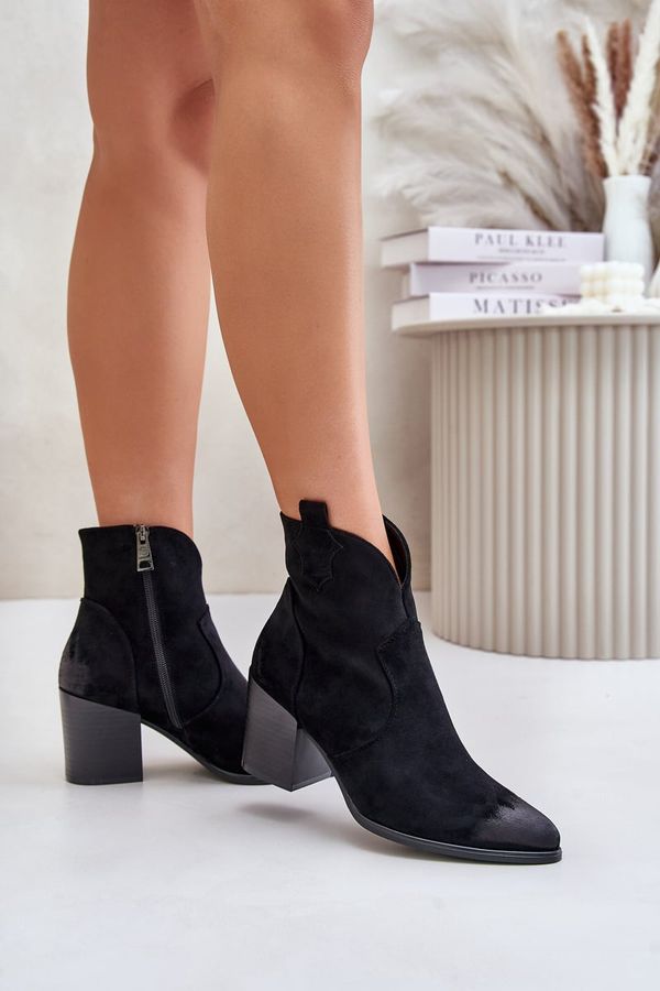 Kesi Cowboy boots on a heel insulated from eco suede Vinceza black