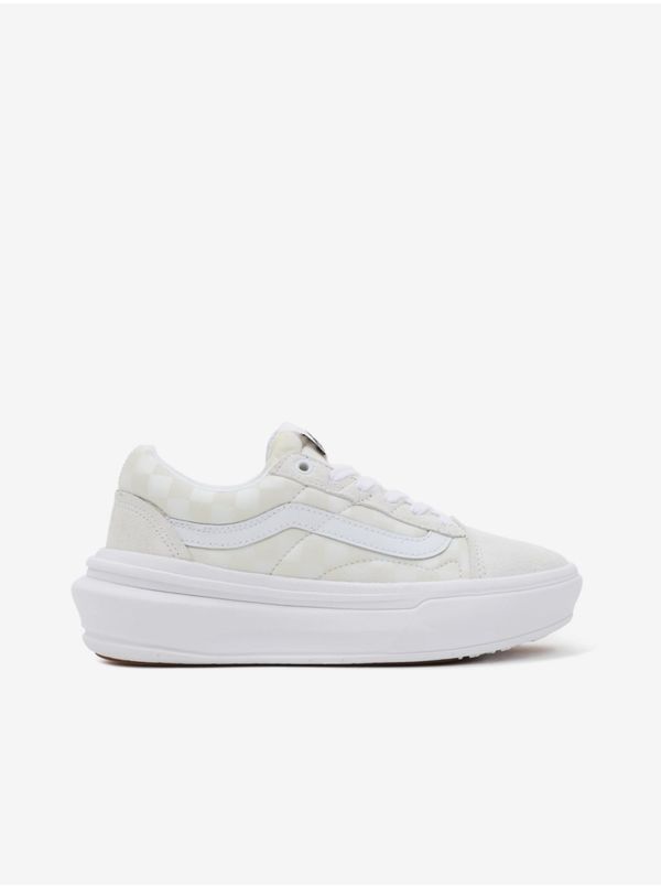 Vans Cream Checkered Suede Platform Suede Sneakers - Women