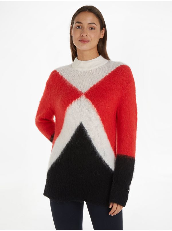 Tommy Hilfiger Cream-red women's sweater with wool blend Tommy Hilfiger - Women