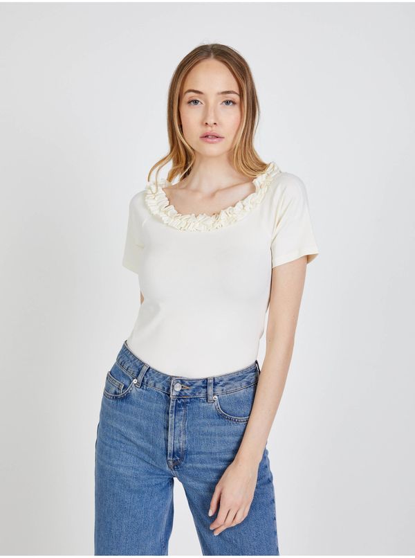 Pieces Cream T-shirt Pieces - Women's