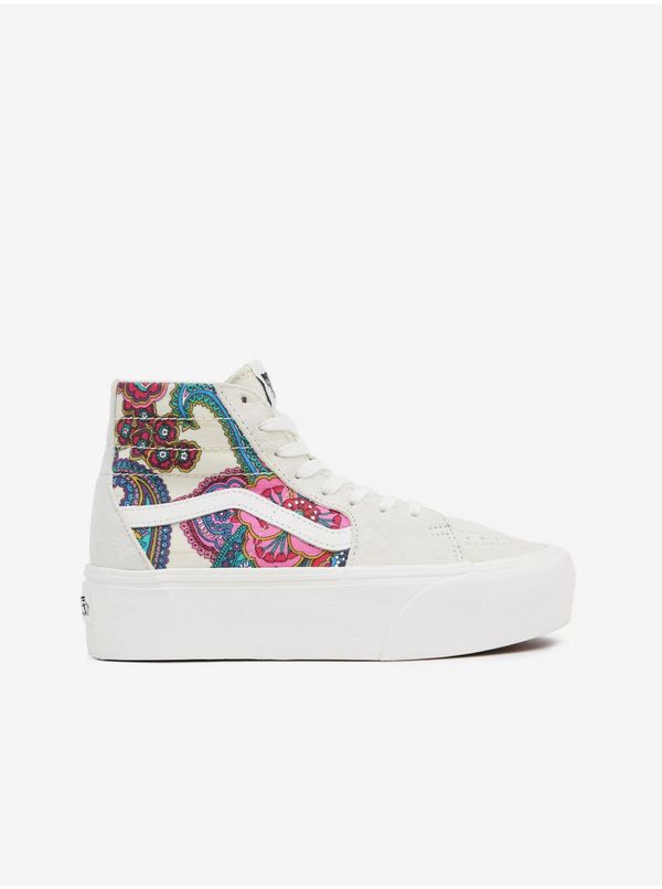 Vans Cream Women Patterned Ankle Suede Sneakers on VANS Platform - Women