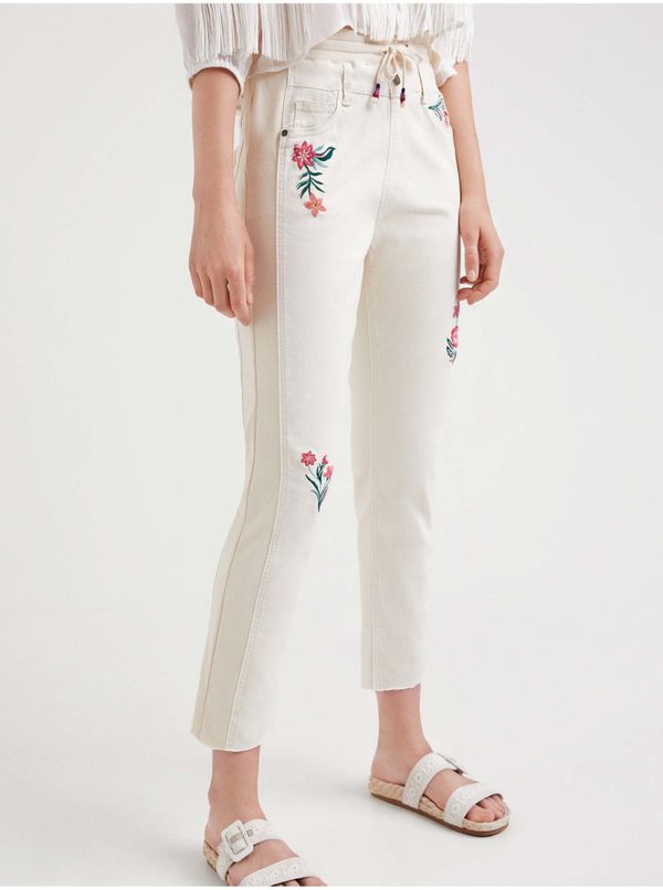 DESIGUAL Cream Women's Floral Trousers Desigual Lita - Women