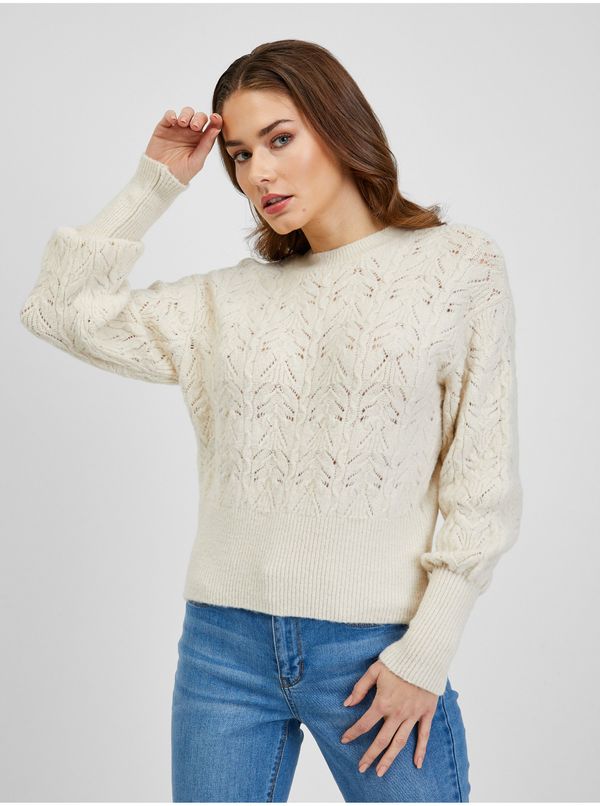 Orsay Cream Women's Patterned Sweater with Balloon Sleeves ORSAY - Women