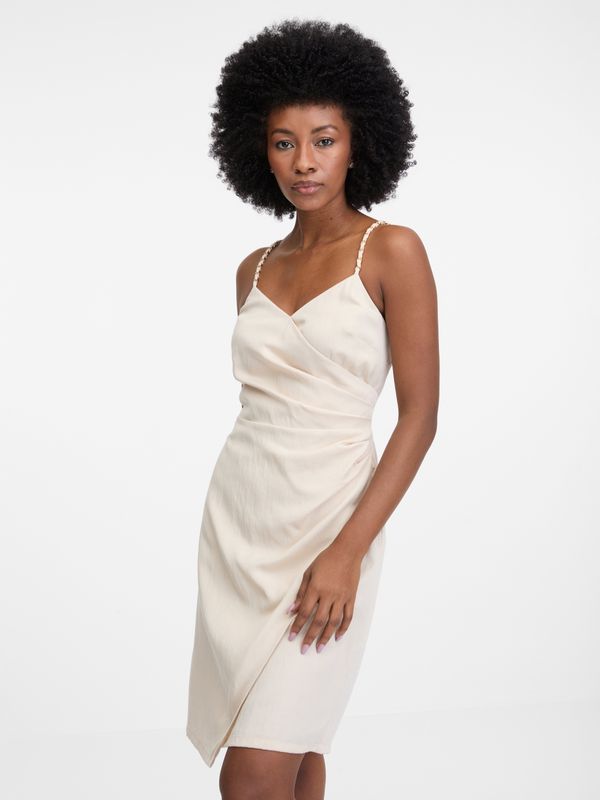 Orsay Creamy women's dress with linen blend ORSAY