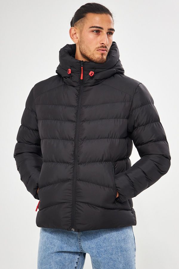 D1fference D1fference Men's Black Hooded Water And Windproof Puffer Winter Coat