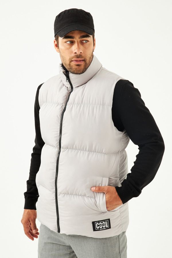 D1fference D1fference Men's Lined Water And Windproof Anthracite Puffer Vest