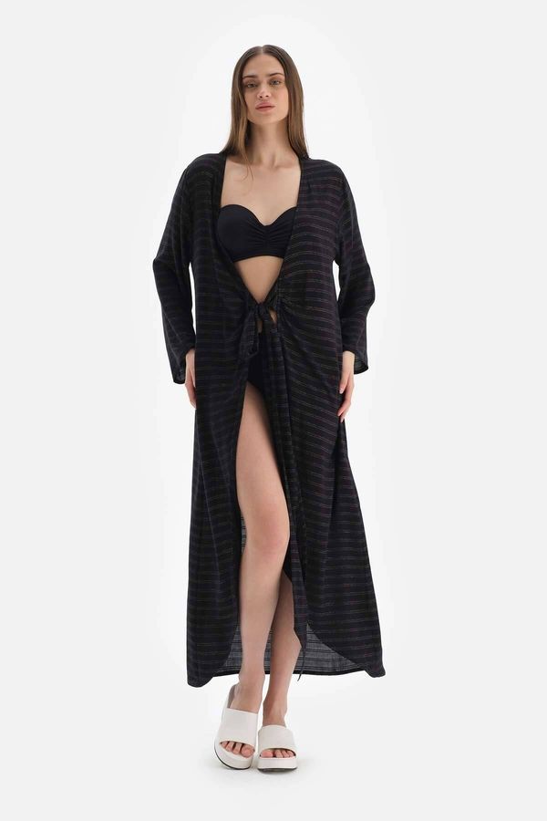 Dagi Dagi Black Long Sleeve Viscose Kimono