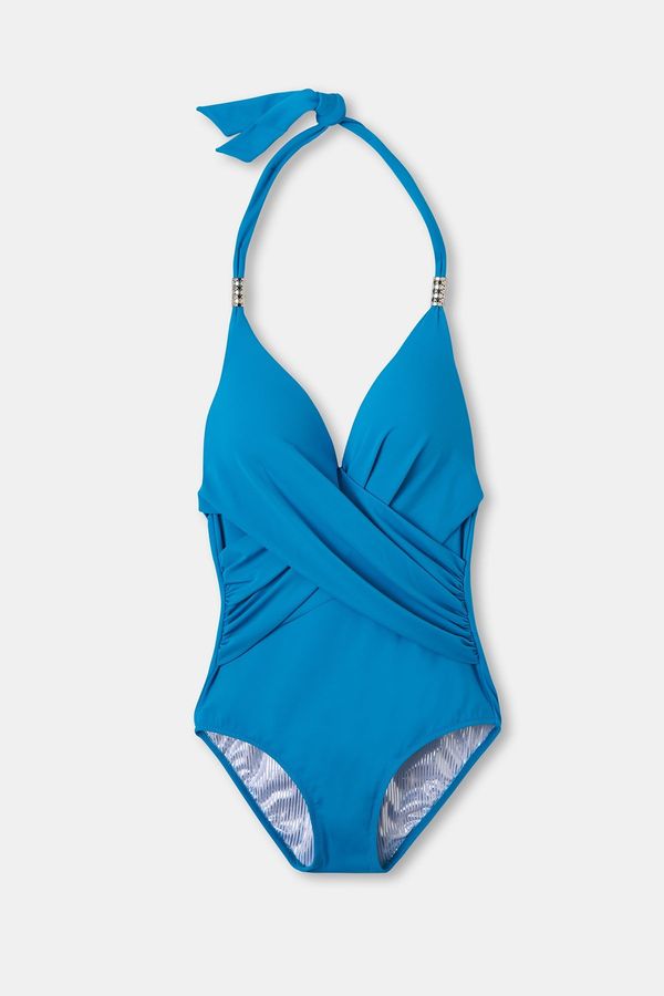 Dagi Dagi Blue Lined Halterneck Swimsuit