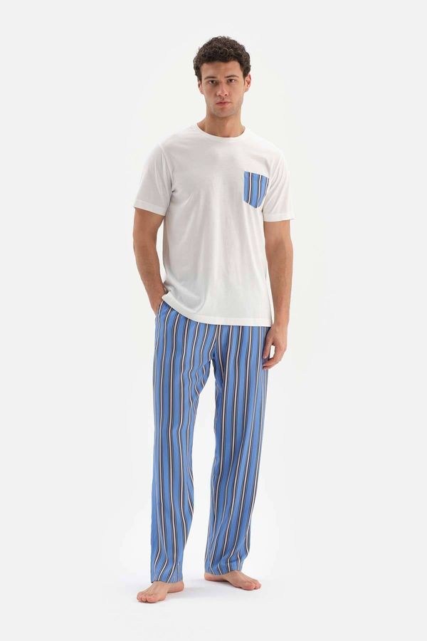 Dagi Dagi Ecru Crew Neck Short Sleeve Six Woven Pajamas Set
