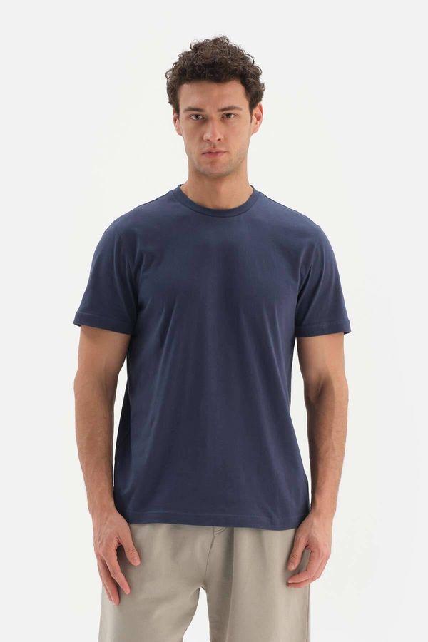 Dagi Dagi Navy Blue Crew Neck Supima Cotton Short Sleeve T-shirt