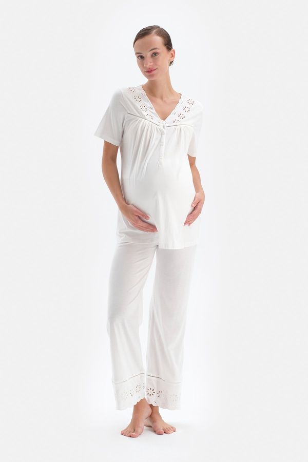 Dagi Dagi White Modal Maternity Pajama Bottoms