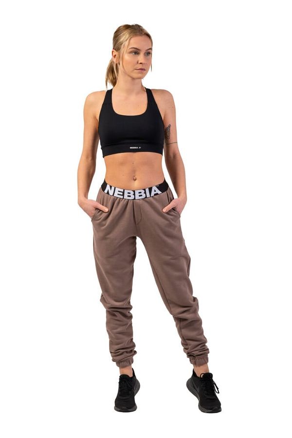 NEBBIA Dámské tepláky Nebbia  Iconic Mid-Waist Sweatpants 408 brown XS