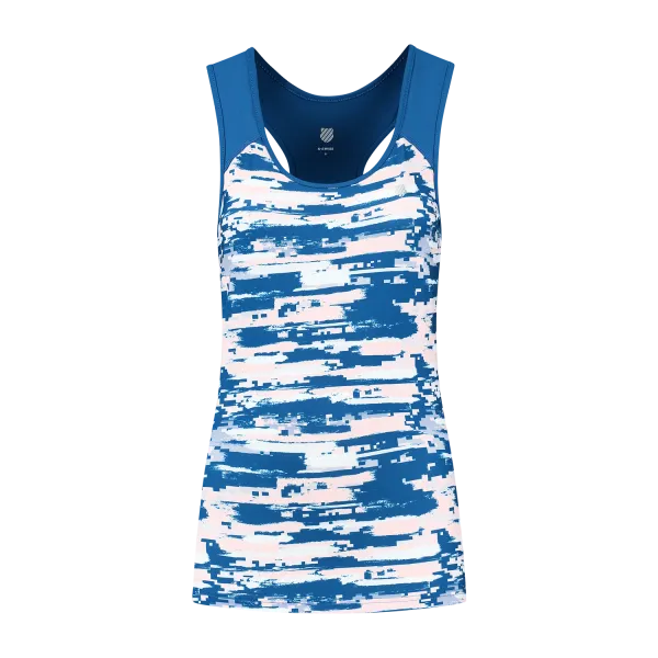 K Swiss Dámské tílko K-Swiss  Hypercourt Stripe Tank Print/Classic Blue M