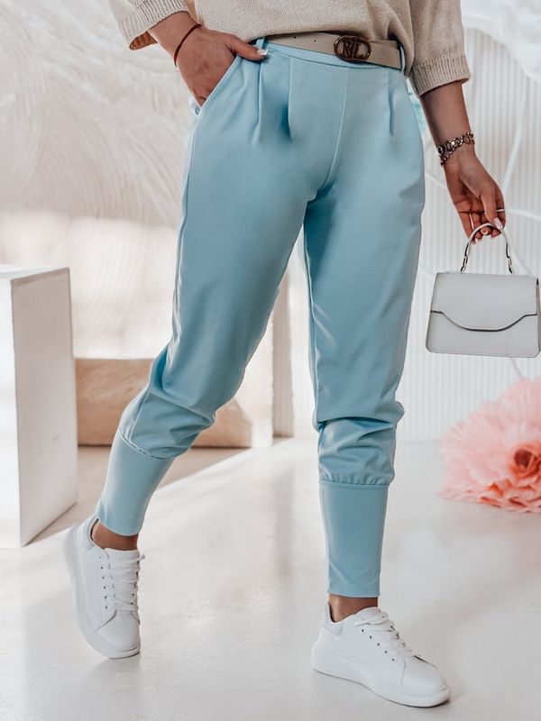 DStreet Damskie spodnie chinosy onesize z paskiem KLASSIA błękitne Dstreet