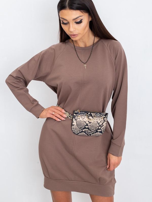 Fashionhunters Dark beige cotton dress