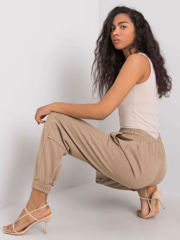 Fashionhunters Dark Beige Cotton Sweatpants