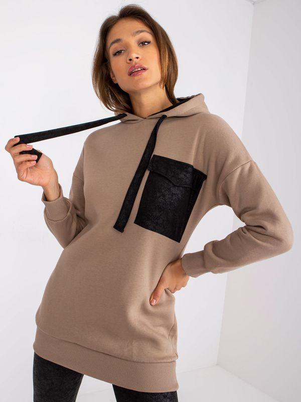 Fashionhunters Dark beige tracksuit with Elba leggings