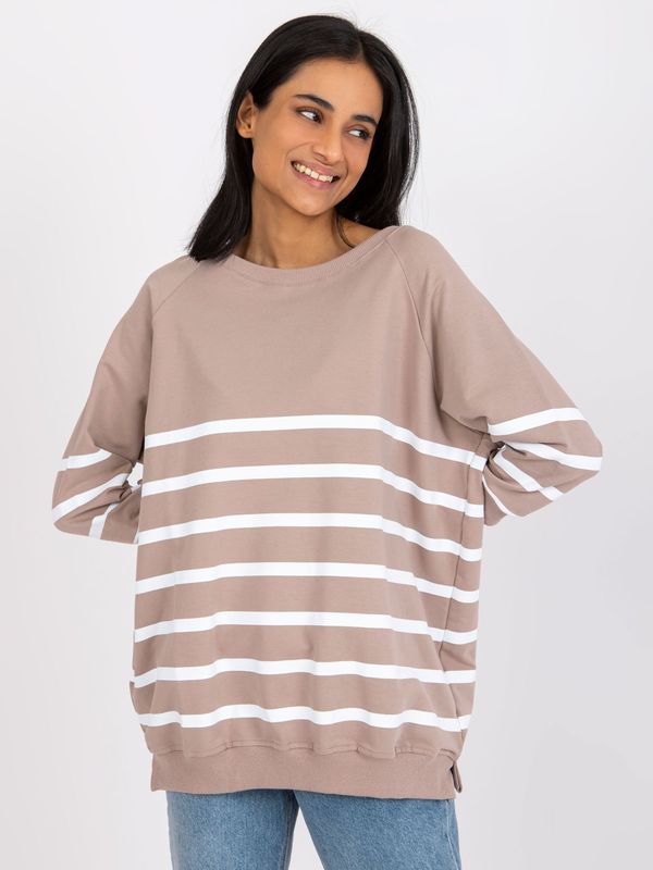 Fashionhunters Dark beige-white blouse with stripes Sydney RUE PARIS