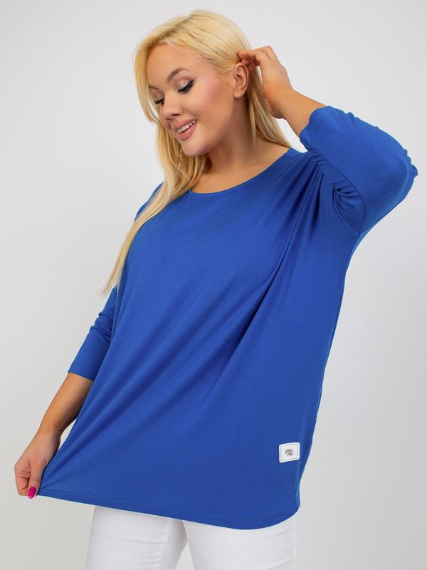 Fashionhunters Dark blue basic viscose blouse plus size