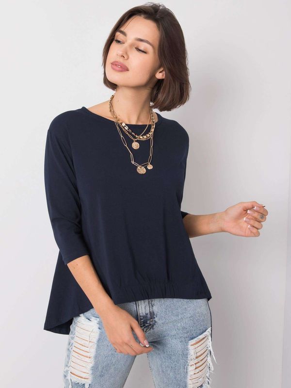 Fashionhunters Dark blue blouse with 3/4 sleeves