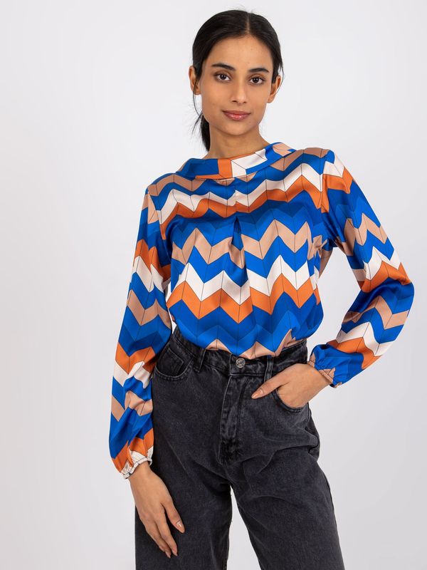 Fashionhunters Dark blue blouse with Silesia prints