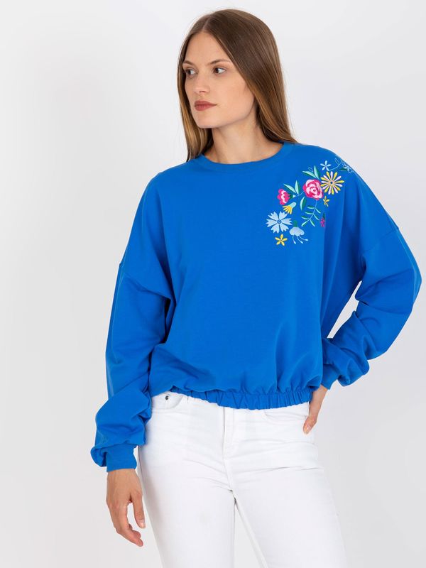 Fashionhunters Dark blue cotton sweatshirt RUE PARIS without hood
