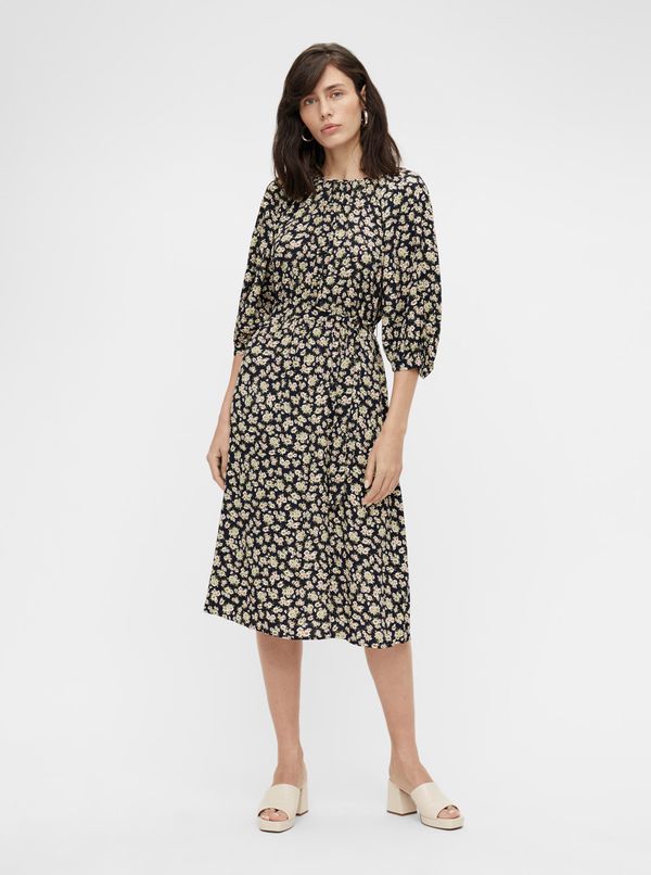 .OBJECT Dark blue floral midi dress. OBJECT Anmira - Women