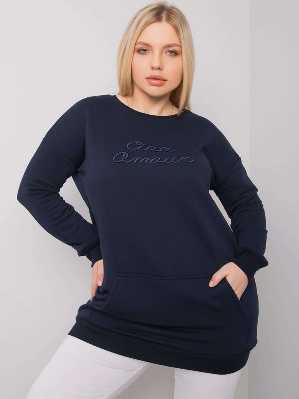 Fashionhunters Dark blue kangaroo sweatshirt larger size