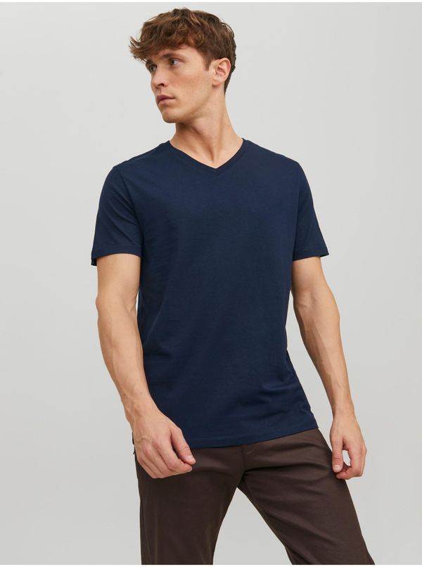 Jack & Jones Dark blue men's basic T-shirt Jack & Jones Organic - Men