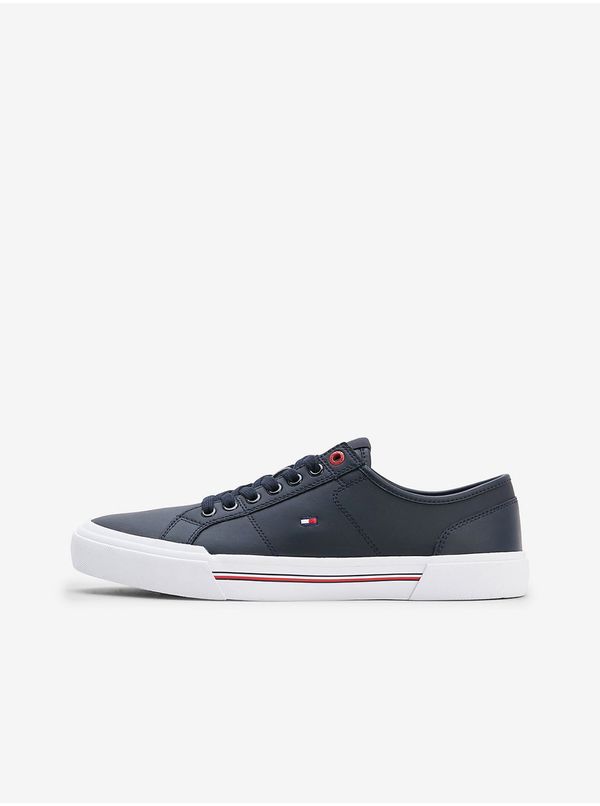 Tommy Hilfiger Dark Blue Mens Leather Sneakers Tommy Hilfiger Core Corporate Vulc - Men
