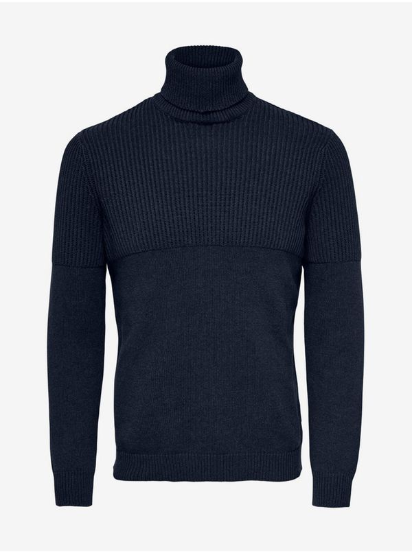 Only Dark Blue Men's Ribbed Turtleneck ONLY & SONS Al - Men