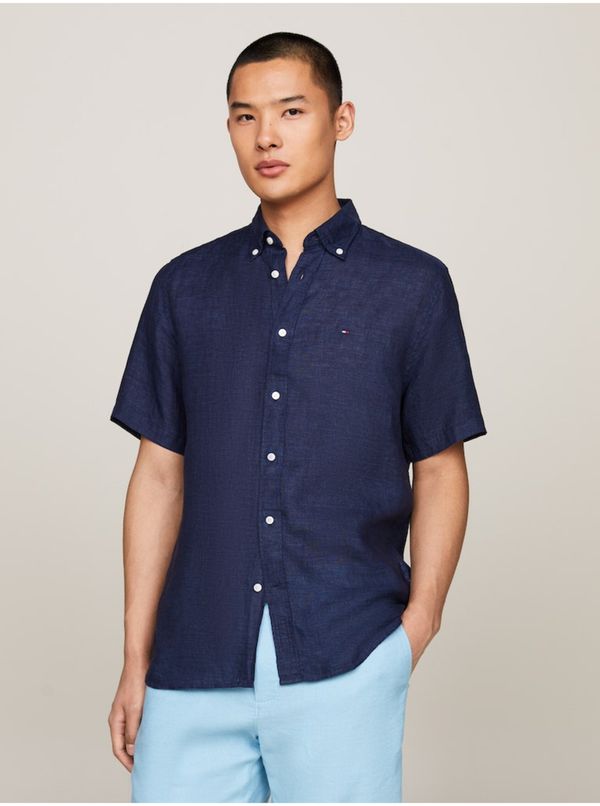 Tommy Hilfiger Dark blue men's short sleeve shirt Tommy Hilfiger - Men