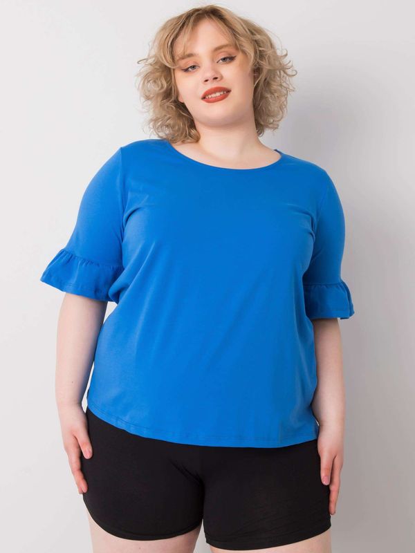 Fashionhunters Dark blue oversized blouse with decorative sleeves