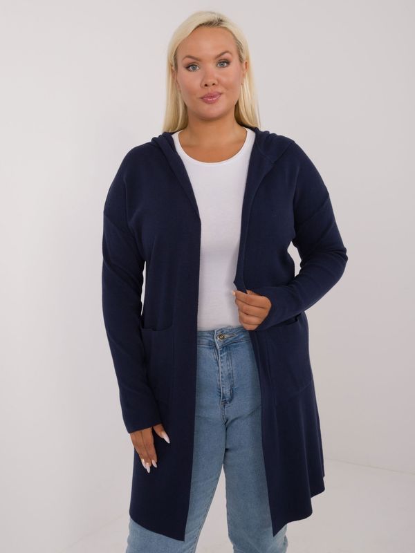 Fashionhunters Dark blue sweater in larger size with viscose