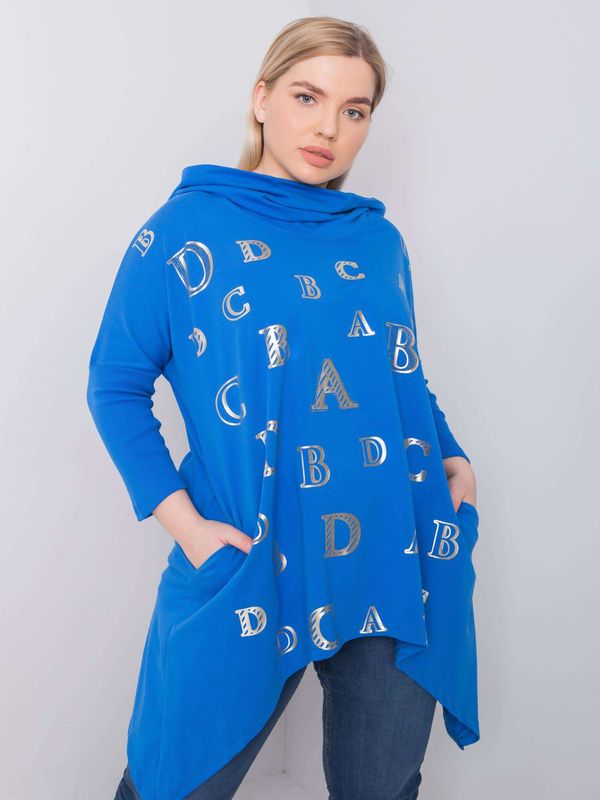 Fashionhunters Dark blue sweatshirt with oversized print