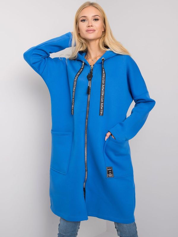 Fashionhunters Dark blue women's sweatshirt with zip closure