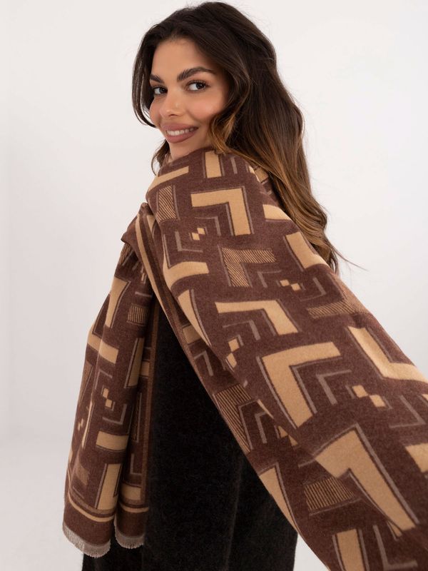 Fashionhunters Dark brown and light brown women's scarf with fringe