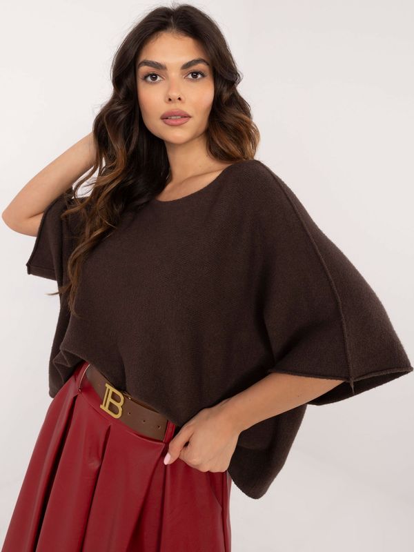 Fashionhunters Dark brown short oversize sweater