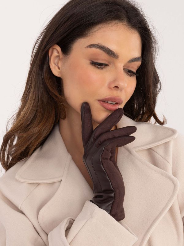 Fashionhunters Dark brown women's gloves