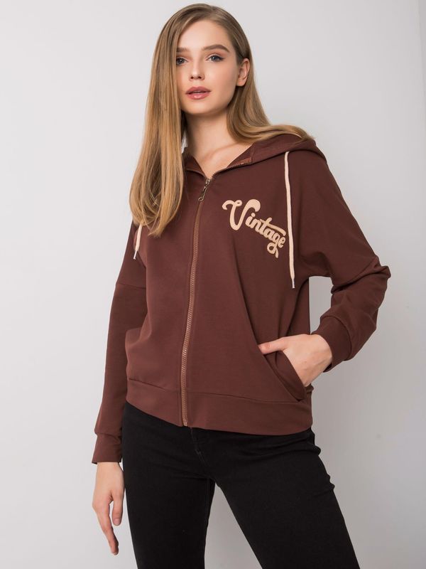 Fashionhunters Dark brown zip-up sweatshirt