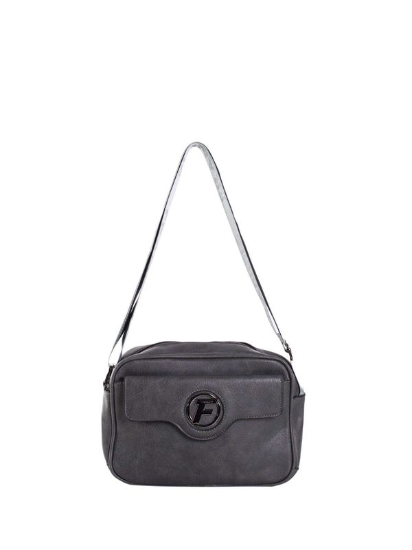 Fashionhunters Dark gray women's messenger bag made of eco-leather