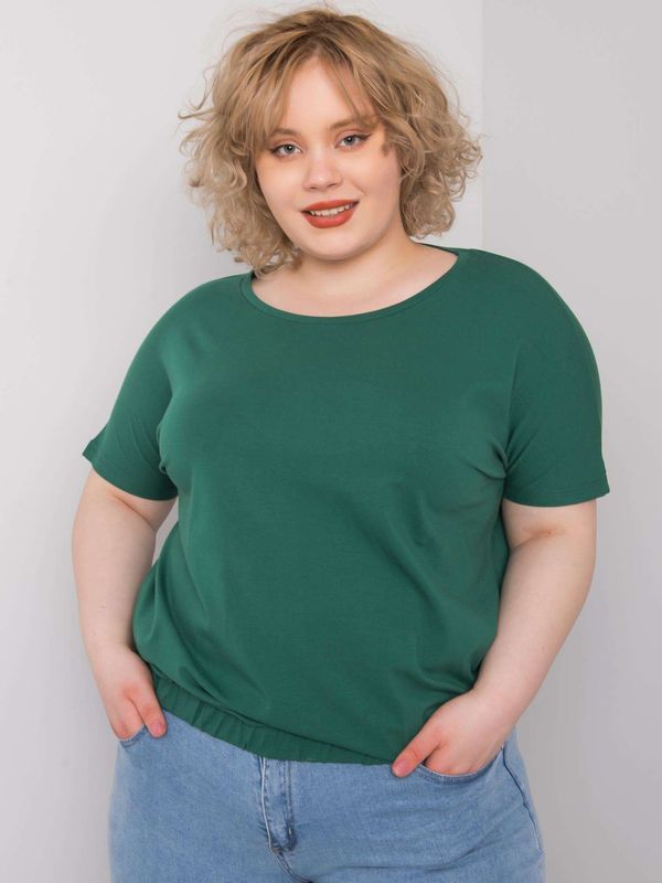 Fashionhunters Dark green cotton blouse of larger size